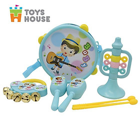 Set đồ chơi Xúc xắc, lục lạc, kèn, trống Toyshouse dành cho bé từ sơ sinh TH1220-733A-53 - giúp bé phát triển thị giác, thính