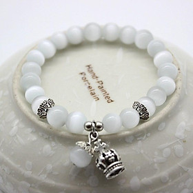 Vòng đeo tay Phong Thủy Nữ, Đá Opal Tự Nhiên, Hạt Tròn 8li, Tuyệt Đẹp.