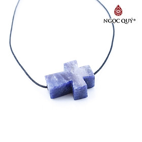 Mặt dây chuyền thánh giá xỏ ngang đá lapis lazuli 20.5x16x8mm mệnh thủy, mộc - Ngọc Quý Gemstones