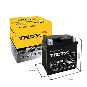 Ắc quy xe máy Troy TTX8, 12V, 7Ah