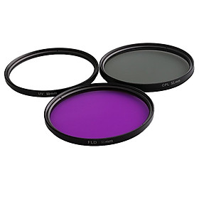 3 Pieces UV / CPL / FLD 55mm Professional Glass Filter Kit Camera