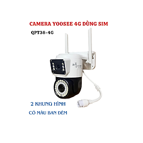 (Mẫu 2024) Camera 4G Yoosee 2 MẮT XEM 2 MÀN HÌNH 5.0MPX xoay 360 độ, xem đêm có màu, hỗ trợ đàm thoại 2 chiều - hàng chính hãng