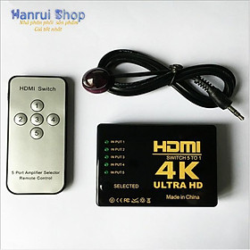 Bộ chia cổng HDMI 5 ra 1 hỗ trợ 4K UltraHD có Remote