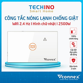 Công tắc cho bình nước nóng thông minh chống giật Vconnex, Kết nối Wifi, hẹn giờ Bật Tắt, công suất 2500W từ Techino