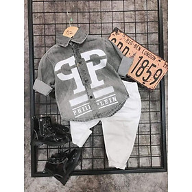 Set sơ mi jean màu khói siêu ngầu cho bé 10-20kg