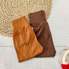 (3-9kg) Quần sơ sinh lưng cao chất cotton thun mềm giúp giữ ấm bụng cho bé ngủ ngon - Bunny baby - Màu Nâu