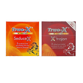 Bộ 2 hộp bao cao su True -x gân gai sọc nổi hộp 3 cái