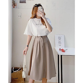 CHÂN VÁY CHỮ A PHỐI LƯNG THUN - CHÂN VÁY MIDI VINTAGE- CENZO SKIRT - MÈO INDA HOUSE