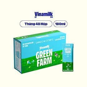 Thùng 48 hộp Sữa tươi nguyên chất tiệt trùng Green Farm 100% không đường Hộp 180ml