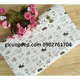 Mua Khăn bàn canvas mèo  cá dễ thương