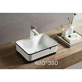 Mua Chậu Lavabo đặt bàn viền đen trắng HCN_CHINOX