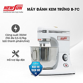 Máy đánh kem trứng, trộn bột đa năng NEWSUN B-7C (7 lít) với bộ 3 càng đánh chuyên dụng - Hàng chính hãng