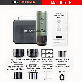 Máy pha cà phê dùng pin cầm tay Espresso 3 trong 1 HiBREW Thương hiệu Mỹ H4C - Pha nóng lạnh - HÀNG NHẬP KHẨU (BẢO HÀNH 12 THÁNG)