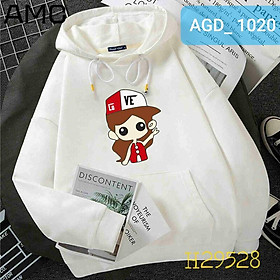 Áo nỉ hoodie nữ ,áo nỉ hoodie bé gái size 10kg đến 90kg - MÃ AGD1020