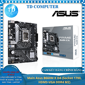 Main Asus B660M K D4 (Socket 1700, HDMI+VGA DDR4 M2) - Hàng chính hãng Viết Sơn phân phối