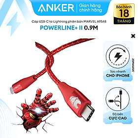 Cáp sạc ANKER PowerLine+ II USB-C to Li.ght.ning dài 0.9m - Phiên bản Marvel - A9548