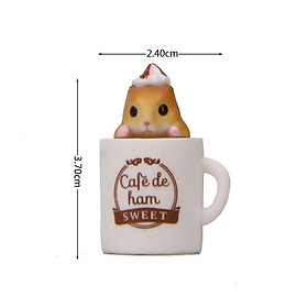 Mô hình Cafe de Ham - Hamster xinh xắn bên cốc cafe dùng trang trí tiểu cảnh, nhà búp bê, móc khóa, DIY