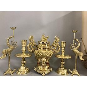 Mua Bộ đỉnh thờ  Lư thờ bằng đồng nguyên chất cao 50cm   bộ đỉnh thờ Tam sự   ngũ sự bằng đồng .Bộ đỉnh đồng thờ