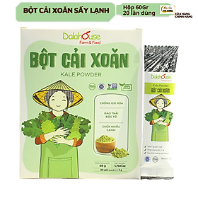 Bột cải xoăn hữu cơ sấy lạnh Dalahouse - Hộp 20 gói 3gr tiện lợi - Đào thải độc tố, chống ô xy hóa, bổ sung can xi hữu cơ cho cơ thể