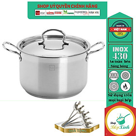 Nồi inox Fivestar 3 đáy nắp inox tặng 5 muỗng inox ( 30cm ) , dùng được bếp từ , hồng ngoại , gas