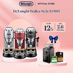 [Hàng chính hãng] Máy pha cà phê espresso DeLonghi Dedica Style EC685 (BK/ M/ R) - Màu bạc