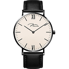 Đồng hồ đeo tay Nam hiệu JONAS & VERUS Y01646-Q3.BBXLB, Máy Pin (Quartz), Kính Sapphire, Dây da Italy