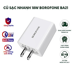 Mua Củ Sạc Nhanh 18W - QC3.0 BOROFONE BA21 cổng USB hỗ trợ sạc nhanh 50% pin trong vòng 30p  có chip điều khiển dòng điện an toàn bảo vệ máy - Hàng Chính Hãng