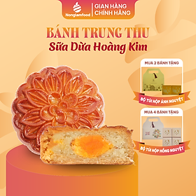 Bánh trung thu ăn kiêng, ít ngọt  Sữa Dừa Hoàng Kim (1 trứng muối) Nonglamfood 150g | Quà tặng cho đối tác, người thân