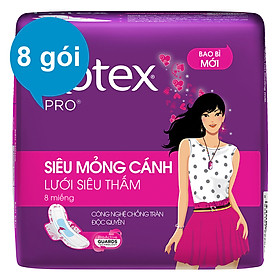 Hình ảnh Combo 8 Gói Băng Vệ Sinh Kotex Pro Siêu Mỏng Cánh (8 Miếng / Gói)