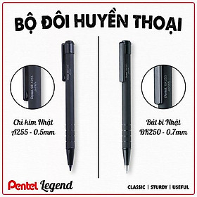 Hình ảnh Bút Bi Bấm Nhật Bản Pentel BK250 Ngòi 0.5mm Mực Đen | Đầu Bấm Thiết Kế Chắc Chắn | Mực Êm Trơn | Vỏ Đen Sang Trọng