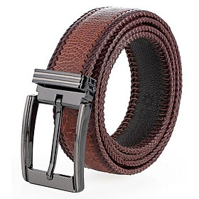 Dây nịt nam da đà điểu Huy Hoàng đan viền đầu kim màu nâu đỏ HP4469