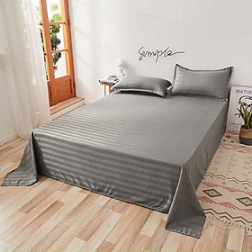 Bộ Ga Gối Cotton Kẻ 3F Lidaco Chuyên Dụng Cho Homestay, Khách Sạn - Xám