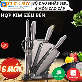 Bộ Dao Nhật 6 Món Hợp Kim Siêu Bền Nhà Bếp Cao Cấp Kèm Khay Đựng