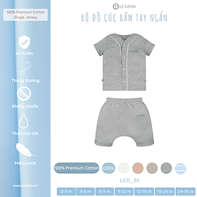 LE COON | Bộ Đồ Cúc Bấm Tay Ngắn | Vải COOL mỏng mát | 0 tháng - 3 tuổi
