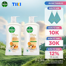 Combo 2 chai sữa tắm Dettol Onzen mật ong kháng khuẩn và dưỡng thể - chai 950G
