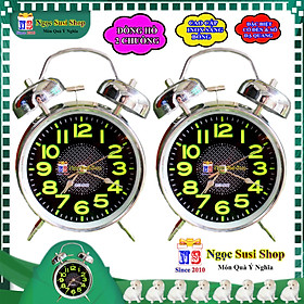 Mua ĐỒNG HỒ 2 CHUÔNG INOX BÁO THỨC ĐỂ BÀN SÁNG BÓNG RẤT ĐẸP SIZE LỚN - ĐỒNG HỒ BÁO THỨC ĐỂ BÀN