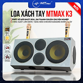 Loa Karaoke Mới Nhất 2024 - Loa Bluetooth MTMAX K3 Pro - Hệ Thống 6 Loa 3 Đường Tiếng Công Suất Lớn 500W, Bass Đôi 2 Tấc, Âm Thanh Mạnh Mẽ, Đi Kèm 2 Micro Cao Cấp, Bảo Hành Chính Hãng 12 Tháng, Hàng Chính Hãng