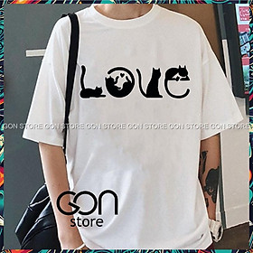 Áo thun tay lỡ nam nữ giá rẻ form rộng freesize unisex mèo love - CAT5