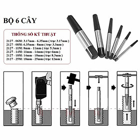 Bộ tháo ốc vít bị gãy 6 món - hàng chất lượng cao