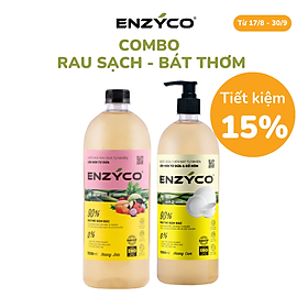 Combo nước ngâm rau củ và nước rửa chén sinh học enzyco an toàn không hóa chất dishwashing liquid