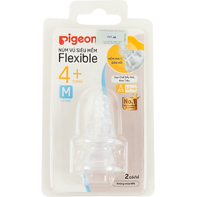 Núm vú cổ hẹp silicone siêu mềm Pigeon (2 cái/vỉ)