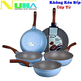 Chảo chống dính men đá xanh Sapphire 10 lớp Greencook GCP09 dùng được bếp ga, bếp hồng ngoại, bếp từ-Hàng chính hãng