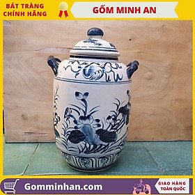 Mua Hũ đựng gạo vẽ sen cá gốm Minh An Bát Tràng dung tích 10l đựng 8kg gạo