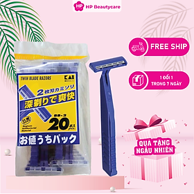 Dao Cạo Râu 02 lưỡi kép Kai Razors 09167-BB2-20P Set 20 cây (Combo Dao Cạo Râu Và Set 24ml)