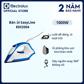 Bàn ủi Electrolux EasyLine EDI2004 - Mặt đế chống dính, là ủi dễ dàng và mượt mà, dễ dàng điều khiển, tiếp cận khu vực khó nhất [Hàng chính hãng]