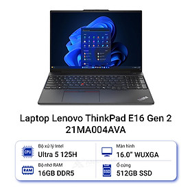 Mua Lenovo ThinkPad E16 Gen 2 21MA004AVA (Intel Core Ultra 5 125H | 16GB | 512GB | Intel Arc | 16 inch WUXGA | NoOS | Đen) - HÀNG CHÍNH HÃNG