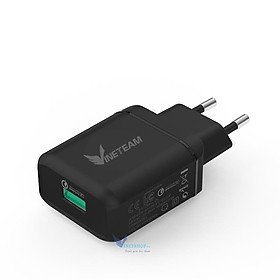 Cốc Sạc Nhanh 3A Vinetteam 1 Cổng USB QC3.0 Công Suất 33W Dành Cho Iphone Samsung Oppo Xiaomi - Hàng Chính Hãng