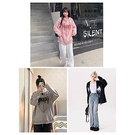 Áo Khoác Zip Nỉ In Hình Nơ Dáng Rộng Mũ Trùm Dây Rút 3 Màu Siêu Xinh