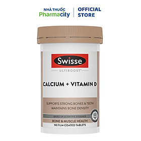 Viên uống SWISSE Ultiboost Calcium + Vitamin D giúp hỗ trợ giảm nguy cơ loãng xương (Hộp 90 viên)