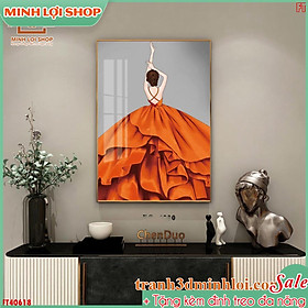 Tranh cô gái tráng gương pha lê hiện đại trang trí phòng khách,không gian tặng tân gia TẶNG KÈM ĐINH TREO GIRL026